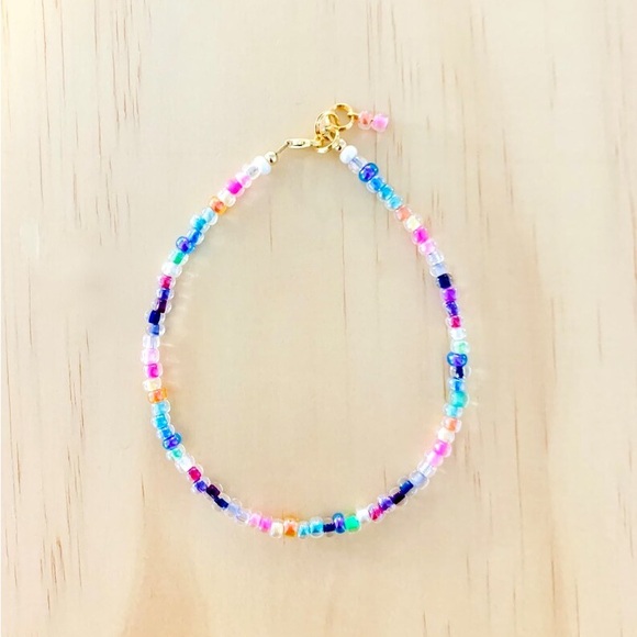 Multi-Color Seed-Bead Anklet~ 14k Gold Filled Clasp/Closure - Picture 3 of 4